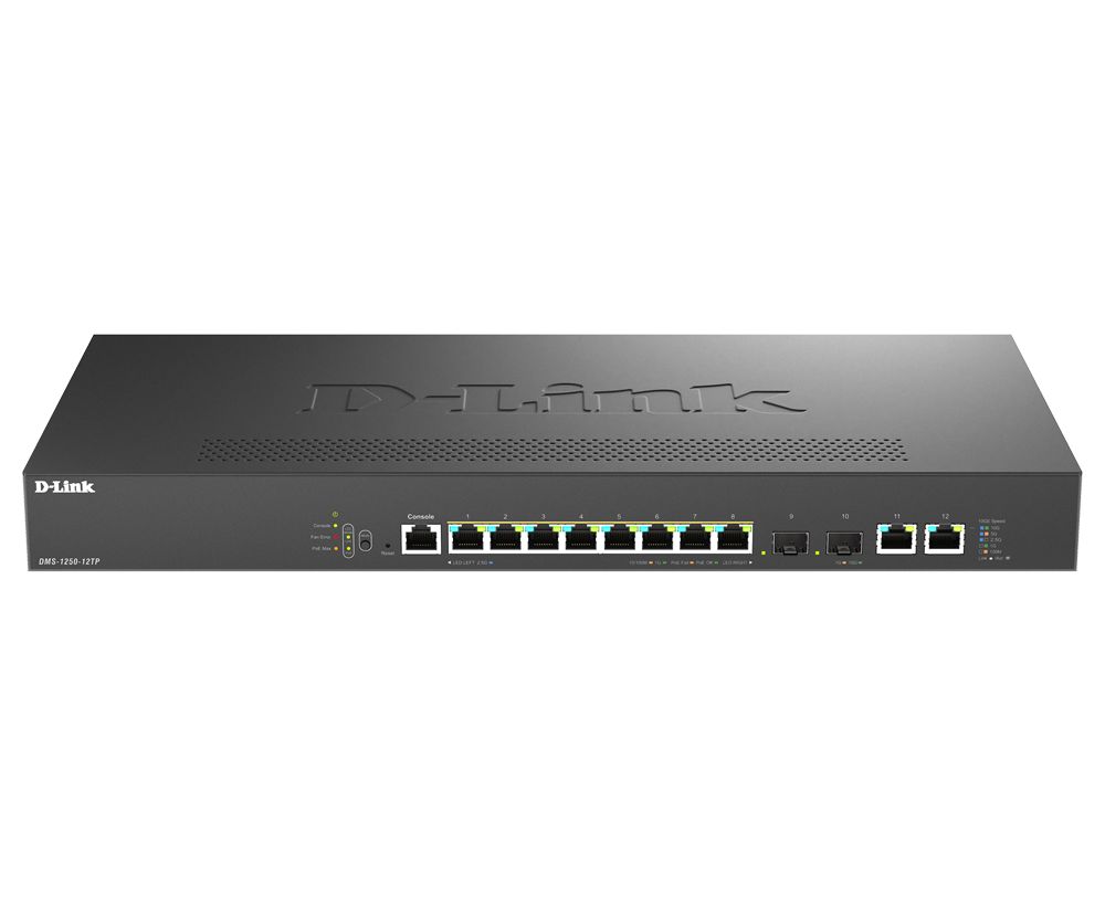 Switch D-Link DMS-1250-12TP, 10 porturi 100 / 1000 / 2500 MBs