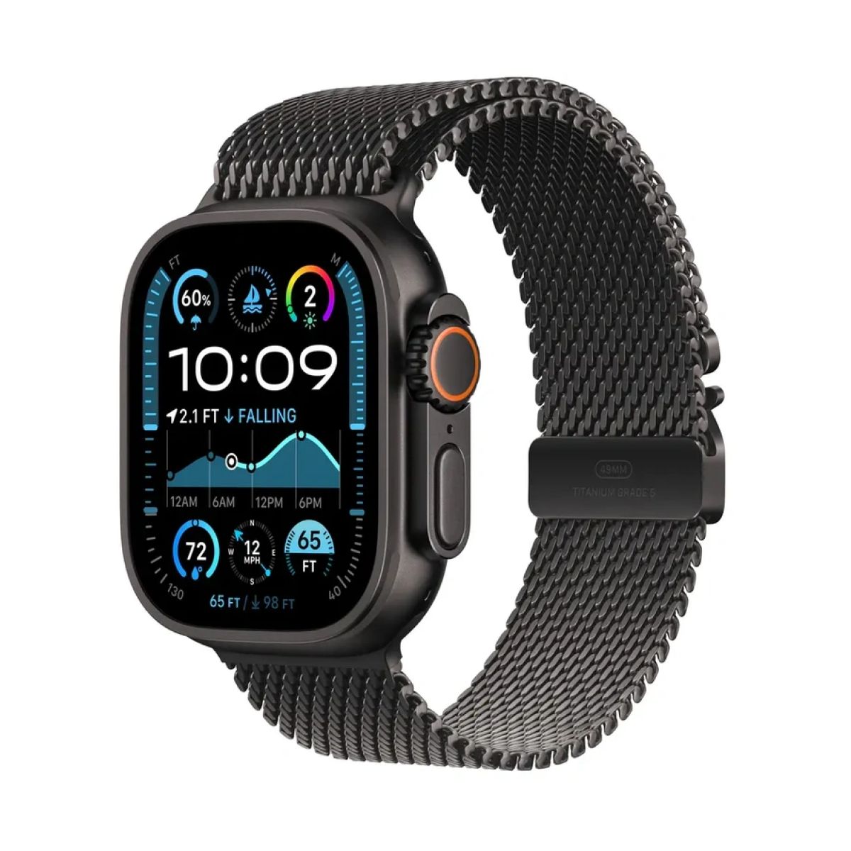 Apple Watch Ultra 2 GPS + Cellular 49mm Black Titanium Case with Black Titanium Milanese Loop - S