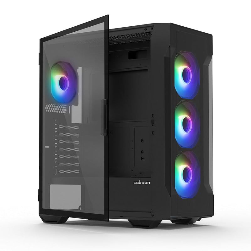 CARCASA Zalman  i3 Neo TG , middle tower, gaming, fara sursa, suporta 8xfan, 4xfan inclus, PSU shroud, USB 3.1 gen1 x 2, USB 2.0 x 1, audio+mic, 7 sloturi expansiune, negru,  i3 NEO TG Black  (timbru verde 0.32lei)