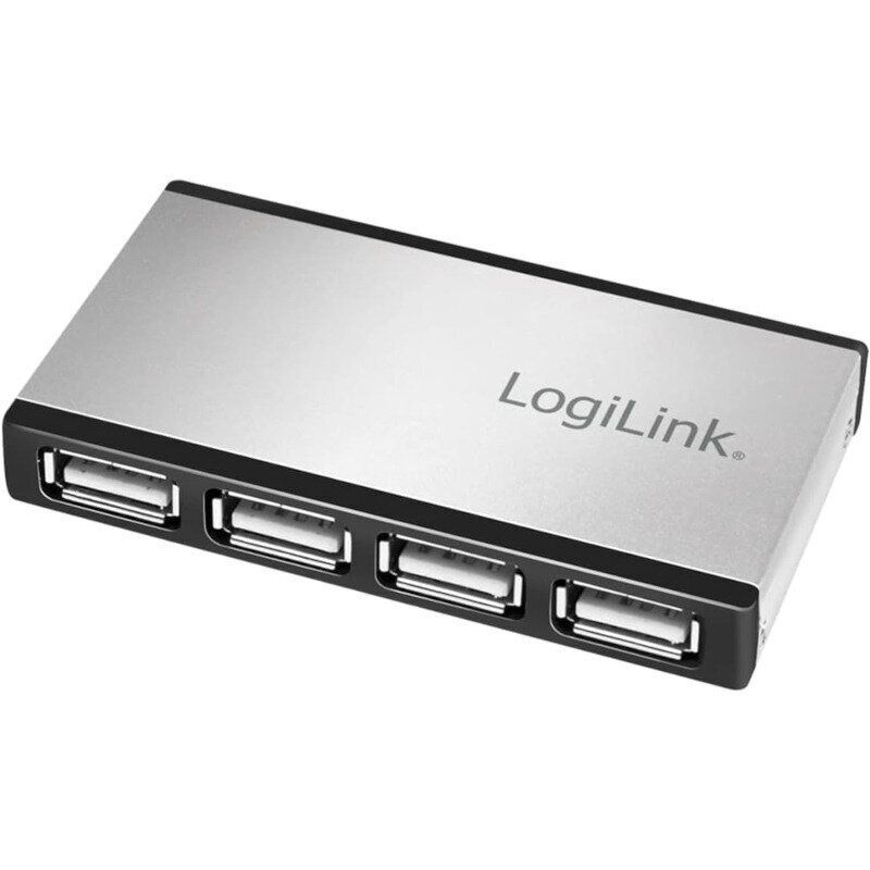 HUB extern LOGILINK, porturi USB: USB-A 2.0 x 4, conectare prin USB, aluminiu, argintiu,  UA0404  (timbru verde 0.18 lei)