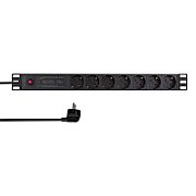 PDU LOGILINK 1U pt. rack 19 inch, 7 prize Schuko, intrare Schuko, max 16 A, ON/OFF, prot. suprasarcina, filtru de linie, IP20, 2 m, negru,  PDU7C02  (timbru verde 0.8 lei)