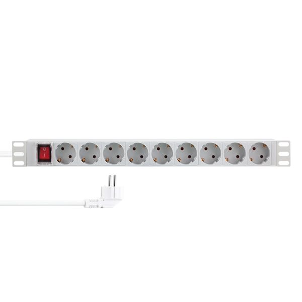PDU LOGILINK 1U pt. rack 19 inch, 9 prize Schuko, intrare Schuko, max 16 A, ON/OFF, IP20, 2 m, gri,  PDU9C04  (timbru verde 0.8 lei)