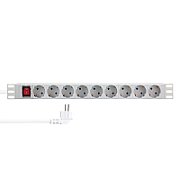 PDU LOGILINK 1U pt. rack 19 inch, 9 prize Schuko, intrare Schuko, max 16 A, ON/OFF, IP20, 2 m, gri,  PDU9C04  (timbru verde 0.8 lei)