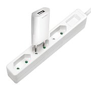 PRELUNGITOR LOGILINK, Euro skt x 3, cablu 3G 1.0mm2, 230 V/7.5 A, 50 Hz, max. 1700 W, IP20, 1.5m, alb,  LPS229  (timbru verde 0.8 lei)