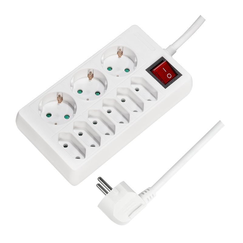 PRELUNGITOR LOGILINK, Schuko x 3 + Euro skt x 6, cablu 3G 1.5mm2, 230 V/16 A, 50 Hz, max. 3500 W, buton intrerupator iluminat, IP20, 1.5m, alb,  LPS201  (timbru verde 0.8 lei)