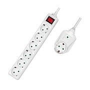 PRELUNGITOR LOGILINK, Schuko x 6 + Schuko x 1 pass-through, cablu 3G 1.5mm2, 230 V/16 A, 50 Hz, max. 3500 W, prottectie supratensiune, buton intrerupator iluminat, IP20, 2m, alb,  LPS274  (timbru verde 0.8 lei)