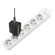 PRELUNGITOR LOGILINK, Schuko x 6, cablu 3G 1.5mm2, 230 V/16 A, 50 Hz, max. 3500 W, buton intrerupator iluminat, IP20, 1.5m, alb,  LPS247  (timbru verde 0.8 lei)