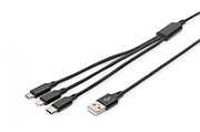 Digitus AK-300160-010-S cabluri USB 1 m USB A USB C Negru