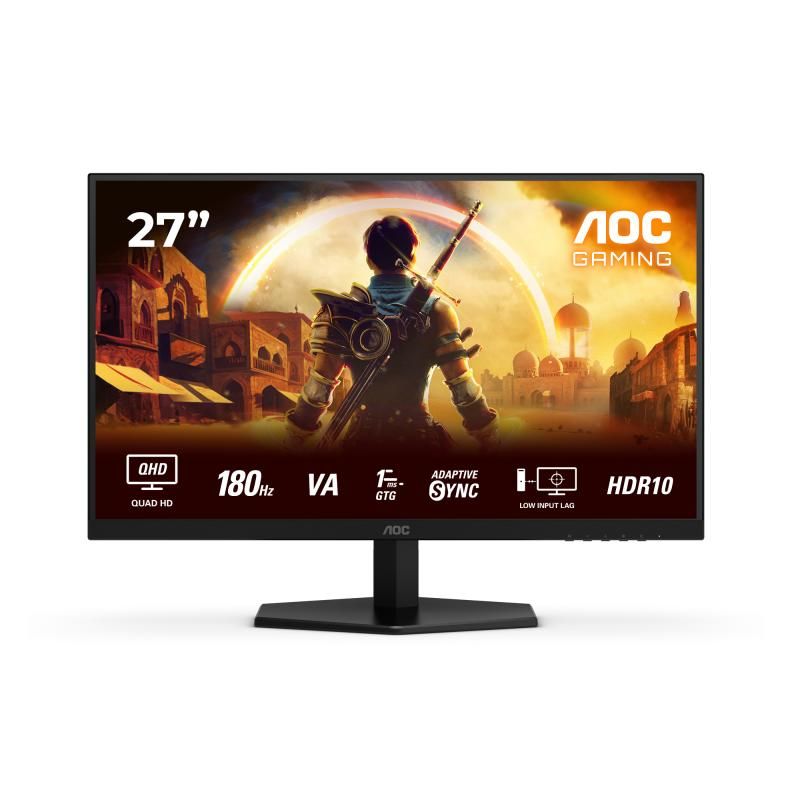 Monitor AOC 27  Q27G42XNE, Diagonal (inch): 27, Diagonal (cm): 69, Aspect ratio: 16:9, Panel: VA, Resolution: 2560x1440, Refresh Rate: 180Hz, Response time GtG: 1ms, Response time MPRT: 0.5ms, Brightness (max): 300 cd/m², Contrast (static) : 5000:1, Viewing angle: 178/178, Color Gamut Type: DCI-P3