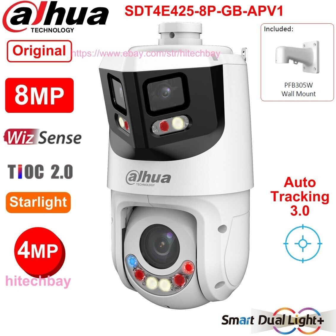 Dahua SDT4E425-8P-GB-APV1 Cameră panoramică PTZ 8+4MP 25x TiOC, rețea