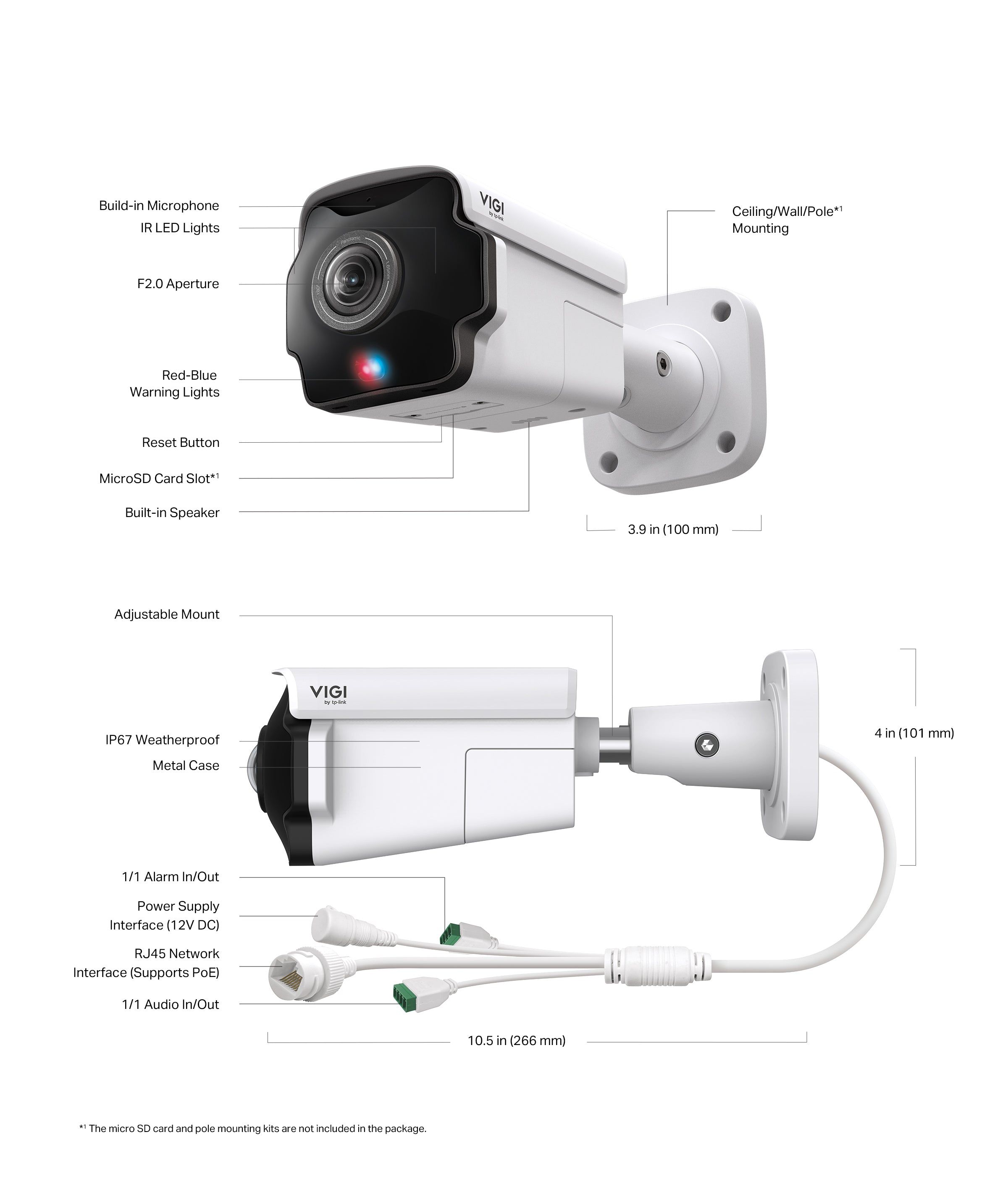 VIGI 8MP OUTDOOR NETWORK CAMERA/IR PANORAMIC BULLET