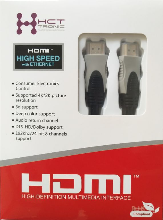 HDMI cable version 2.0 HDMI A male to HDMI A male, 2m, maximum resolution: 4Kx2K 60Hz
- golden contacts,
- 3D support
- ARC - Audio Return Channel
- DTS-HD/Dolby support
- 192kHz/24-bit 8 channels support
- High Speed
- Ethernet
Packaging: blister 1 pc.