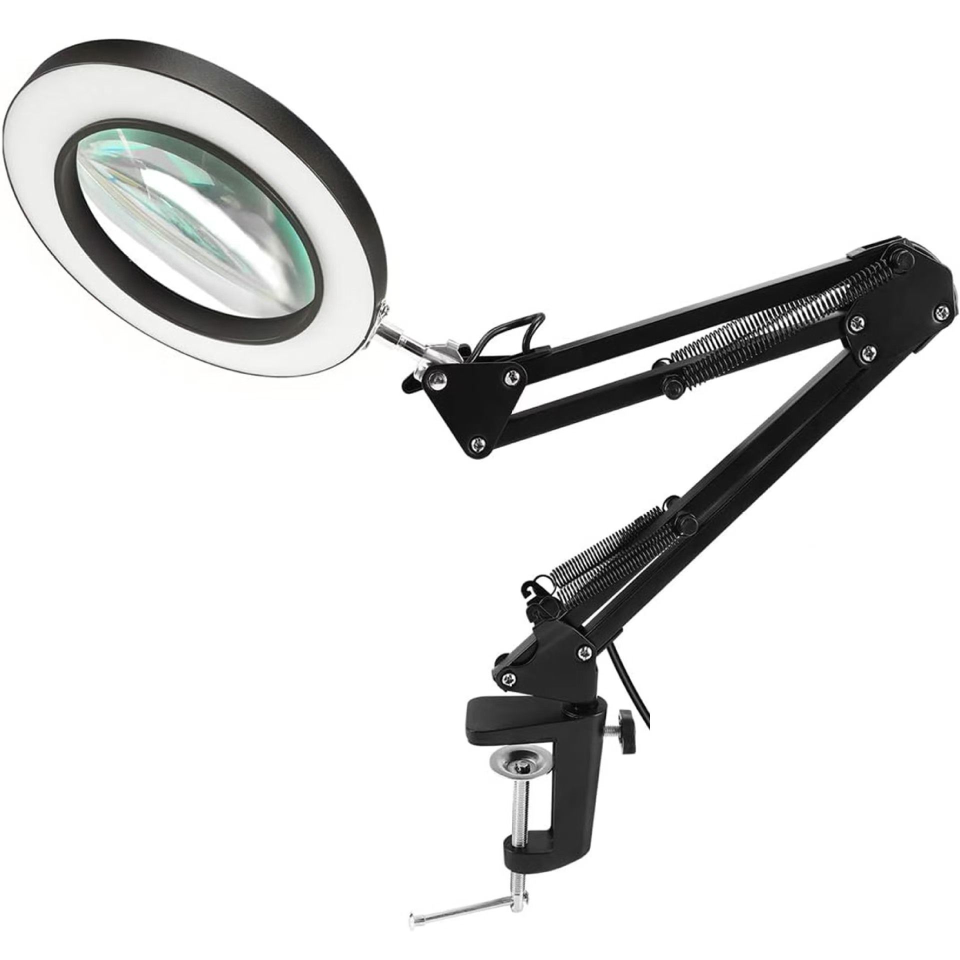 Magnifier with LED light mounted on pantographic arm

Magnifier with LED lighting, with 100mm lens and 5 x magnification, made of optical glass to detect the finest details

Ideal for detecting extremely small letters, images and objects, e.g. in books, newspapers, maps, electronics, jewelry, coins, hobbies and crafts
Objective: 5 x magnification with LEDs, &amposlash 100mm

Performance :

Light source: light emitting diode (LED)
Colors: warm, neutral and cold
Operating voltage: 5V (DC)
Color temperature: 2800K, 4100K and 6400K
Adjustable brightness: 10 steps

General :
Color: black
Material: glass
Power cable length with USB plug: 120cm
Operating temperature from: -5 &ampdegC
Operating temperature up to: 40 &ampdegC

Dimensions/weight :
Length: 22.5cm+22.5cm
Weight: 850g