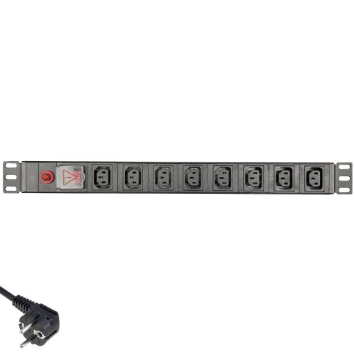 Priză de rack 19 inch, PDU 1U, 8 posturi C13, Eco Xcab