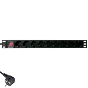 Priză de rack 19 inch, PDU 1U, 9 posturi Schuko, Eco Xcab