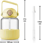 BUYDEEM Pop-Up Straw Glass Bottle 800 ml, model DG78, color Mellow Yellow