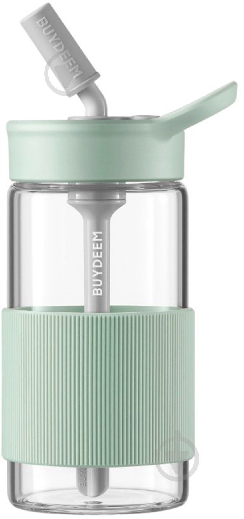 BUYDEEM Portable Glass Straw Bottle 500 ml, model CD1017, color Cozy Greenish