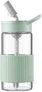 BUYDEEM Portable Glass Straw Bottle 500 ml, model CD1017, color Cozy Greenish