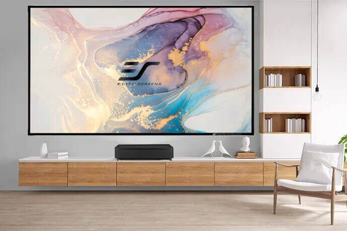 Pachet homecinema cu Videoproiector Laser EPSON EH-LS650B, 4K 3.600 lumeni, cu Android TV™, sunet Yamaha si Ecran fix