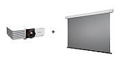 Pachet proiectie Home Cinema cu Videoproiector wireless Epson L530U si Ecran electric gri EliteScreens DWN110XHD3-E12