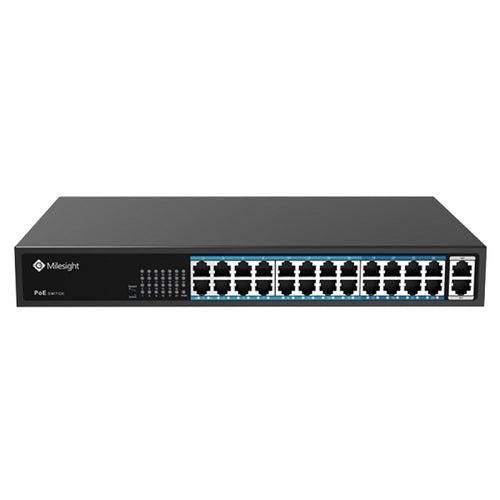 MILESIGHT TECHNOLOGY POE Switch Milesight 24 Porturi POE MS-S0224-GL, Porturi: 24X10/100MbpsPoEports(RJ45)+2X1000Mbps uplink ports, Alimentare: Built- in switching power supply AC 100~240 V, 50-60 Hz, 5A Standard POE: IEEE802.3af/at Buget POE: max. 400W, max 30W per port, Temperatura de functionare:-20℃~55℃ IP30