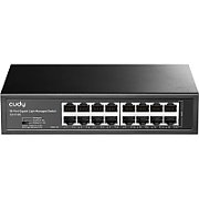 Cudy CUDY 16-Port Gigabit Light Managed Switch, 16 Gigabit RJ45 Ports, Rack- mountable Steel Case(Rack-Mount kits included), Power Saving, Plug & Play, Managed/VLAN/Extend working mode  DIP switch, Local management via WEB GUI, support STP/RSTP, 802.1Q/Port Based/Voice VLAN, Static Link Aggregation