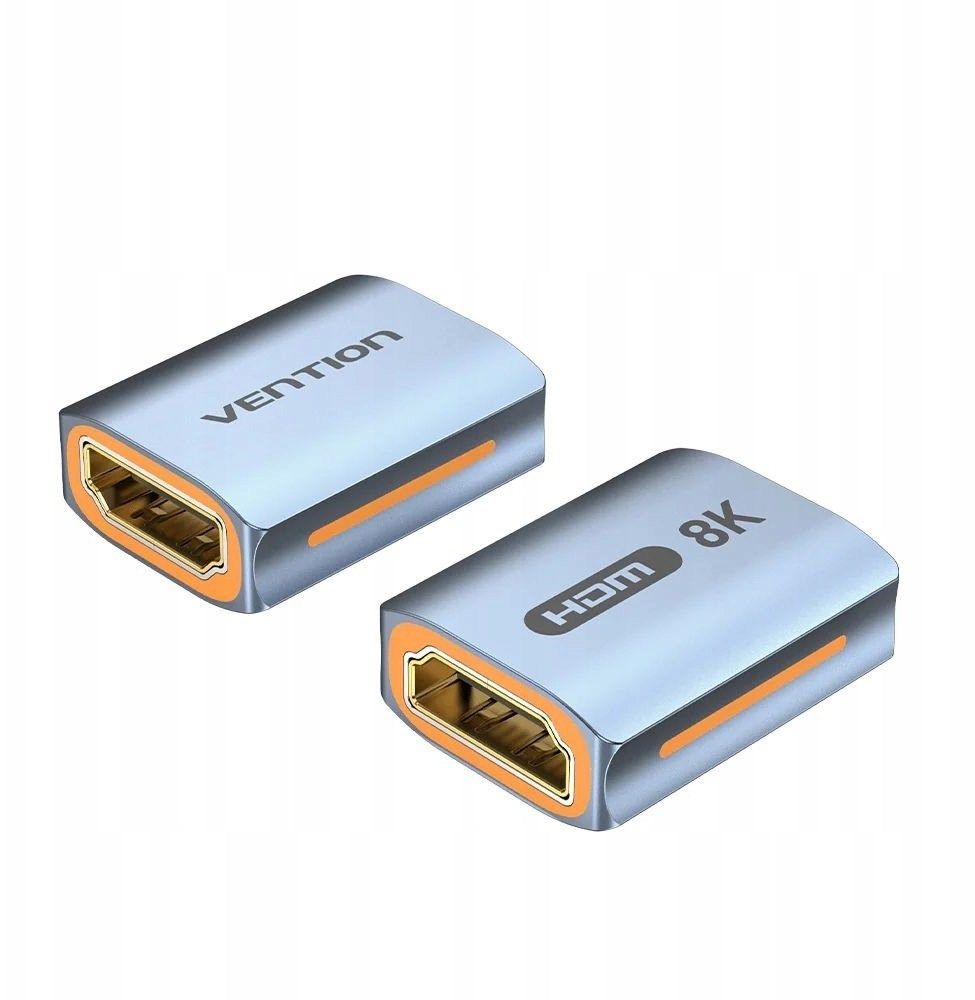 ADAPTOR video Vention, HDMI(M) la HDMI(M), 48Gbps, rezolutie 8K la 60Hz/4K la 120Hz, aluminiu, argintiu,  AIUH0  (timbru verde 0.08 lei) - 6922794770454