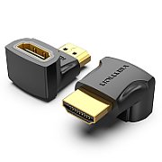 Adaptor video Vention, HDMI(T) la HDMI(M), rezolutie maxima 4K la 60Hz, conectori auriti, unghi 90 grade, invelis PVC, negru,  AIOB0  (timbru verde 0.03lei) -  6922794747890