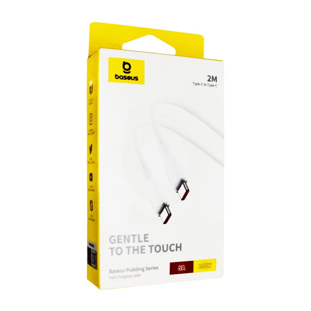 CABLU alimentare si date Baseus Pudding, Fast Charging Data Cable pt. smartphone, USB Type-C la USB Type-C 100W, 2m, alb  P10355702221-B2  (timbru verde 0.08 lei) - 6932172652913