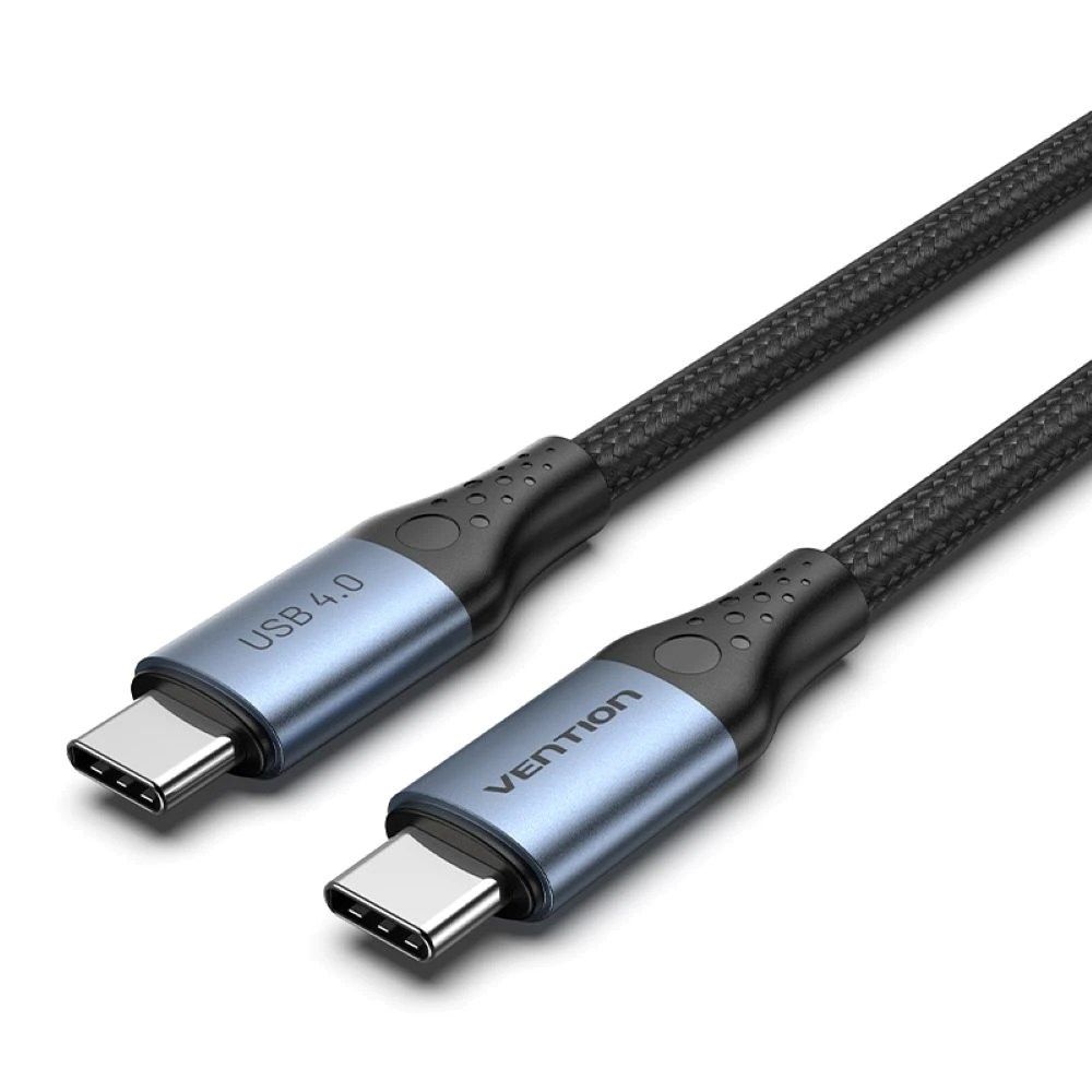 Cablu alimentare si date Vention, USB Type-C (T) la USB Type-C (T), 1m, 40 Gbps, 5A, TPE + braided, negru,  TAVHF  (timbru verde 0.08 lei) -6922794769069