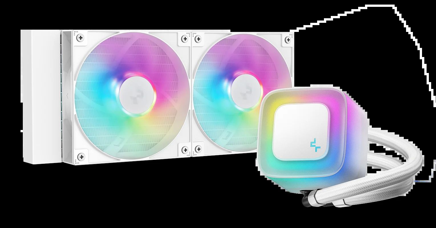 COOLER DeepCool  LE240 V2 Wh , skt. LGA1851, LGA 1700, AM4, AM5, racire cu lichid, 2 x 120mm, 500 - 2100 RPM, RGB adresabil, alb  R-LE240-WHAMMN-G-2  (timbru verde 2.00 lei)