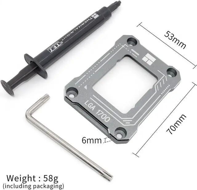 Contact frame Thermalright, compatibil LGA 1700 aliaj aluminiu, 54x70x6mm, gri,  LGA 17XX-BCF-GRAY 
