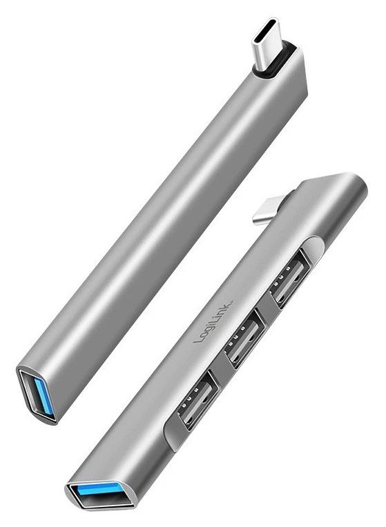 HUB extern LOGILINK, porturi USB: USB-A 3.0 x 1 + USB-A 2.0 x 3, conectare prin USB-C, aluminiu, gri,  UA0437  (timbru verde 0.18 lei)