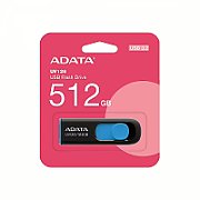 MEMORIE USB 3.2 ADATA 512 GB, retractabila, carcasa plastic, negru / albastru,  AUV128-512G-RBE  (timbru verde 0.03 lei)