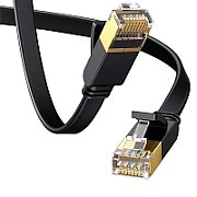 Patch Cord STP Vention, Cat. 7, 5m, flat cable, conductor cupru, viteza max transfer 10 Gbps, invelis PVC, negru,  ICABJ  (timbru verde 0.18 lei) - 6922794729858
