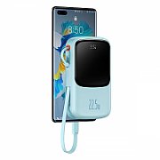 POWER BANK Baseus Qpow2 Digital Display, 20000mAh, 22.5W, 2 x USB Type-C output/input, 1 x Lightning, 1 x USB, include cablu USB la USB Type-C 30cm, albastru  PPQD030103  (timbru verde 0.98 lei) - 6932172618179