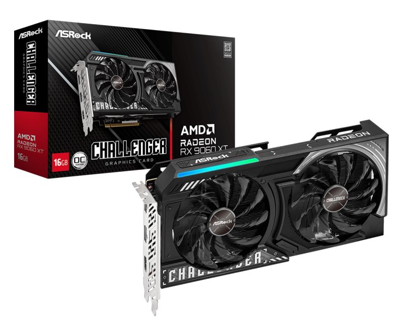 Placa Video ASROCK AMD RADEON RX9060 XT CHALLENGER OC 16GB GDDR6 128 bit, PCIE5.0, 1x HDMI 2x DP