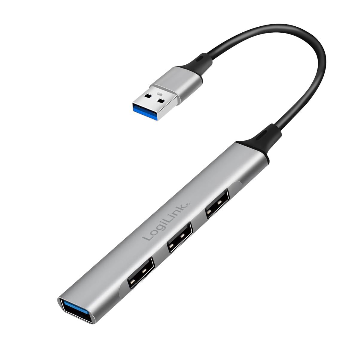 HUB extern LOGILINK, porturi USB: USB-A 3.0 x 1 + USB-A 2.0 x 3, conectare prin USB-A, aluminiu, prot. supracurent, supratensiune, gri,  UA0391  (timbru verde 0.18 lei)
