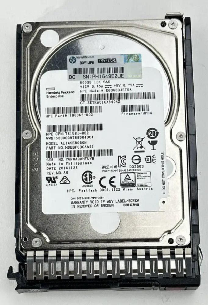 Hewlett Packard Enterprise MSA 600GB 12G SAS 10K SFF(2.5in) Dual Port Enterprise 3yr 2.5  600 Giga Bites
