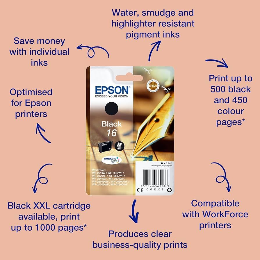 Epson Pen and crossword Singlepack Black 16 DURABrite Ultra Ink