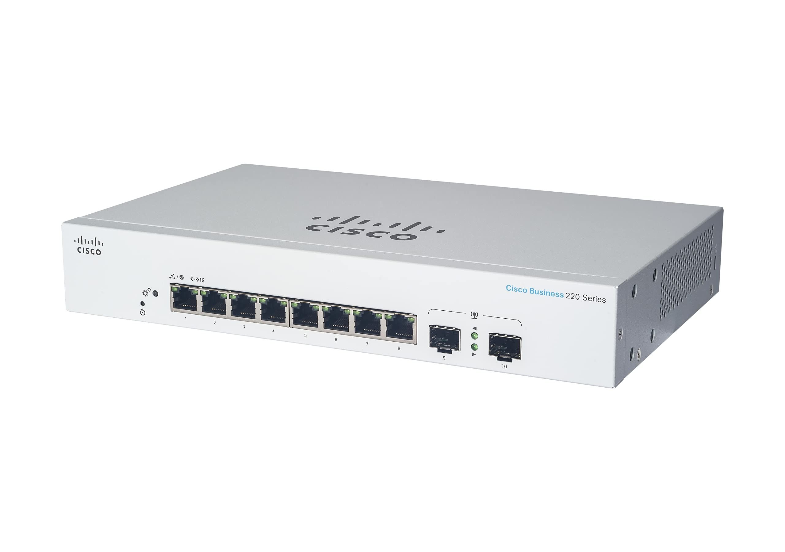 Cisco CBS220-8FP-E-2G Gestionate L2 Gigabit Ethernet (10/100/1000) Power over Ethernet (PoE) Suport Alb