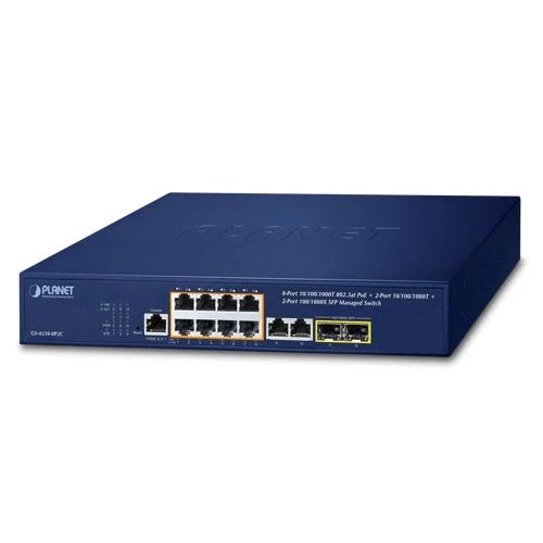 PLANET IPv4/IPv6, 8-Port Managed Gestionate L2/L4 Gigabit Ethernet (10/100/1000) Power over Ethernet (PoE) Suport 1U Albastru