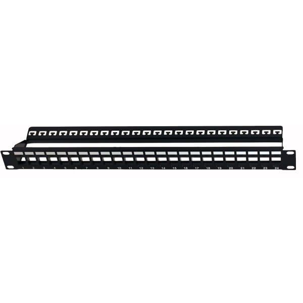 24-port patch panel for Keystone modules, 1U, black