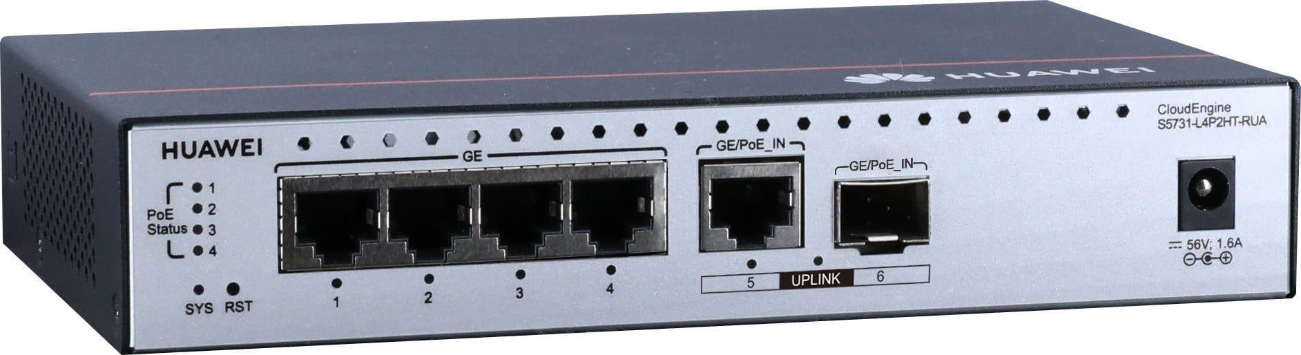Huawei Switch S5731-L4P2HT-RUA (4*GE ports, PoE++, 1*GE hybrid optical-electrical SFP port, 1*GE port, PoE input) + license L-MLIC-S57L (98011776)
