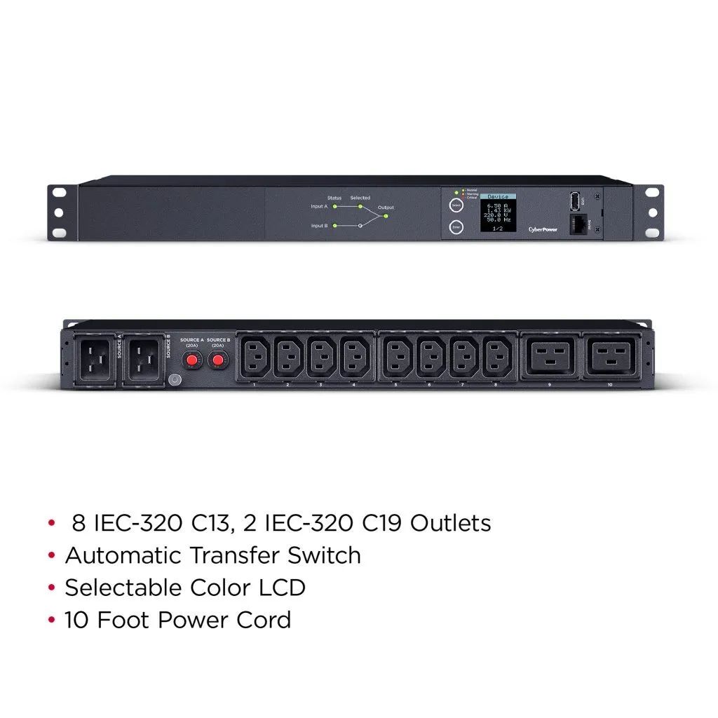 CyberPower PDU24005 unități de distribuție a energiei electrice (PDU) 10 ieșire(i) AC 1U Negru