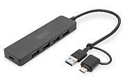 Digitus DA-70235 hub-uri de interfață USB 3.2 Gen 1 (3.1 Gen 1) Type-A + Type-C 12000 Mbit/s Negru