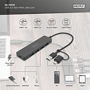 Digitus DA-70235 hub-uri de interfață USB 3.2 Gen 1 (3.1 Gen 1) Type-A + Type-C 12000 Mbit/s Negru