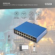Digitus DN-651158 switch-uri Gestionate L2 Gigabit Ethernet (10/100/1000) Negru, Albastru
