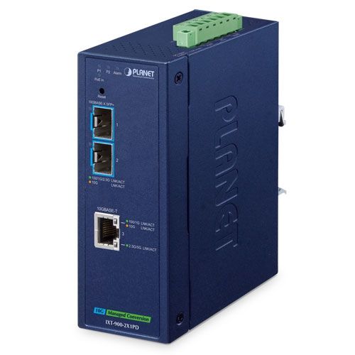 PLANET IP40 Industrial 2-Port convertoare media pentru rețea 10000 Mbit/s Albastru