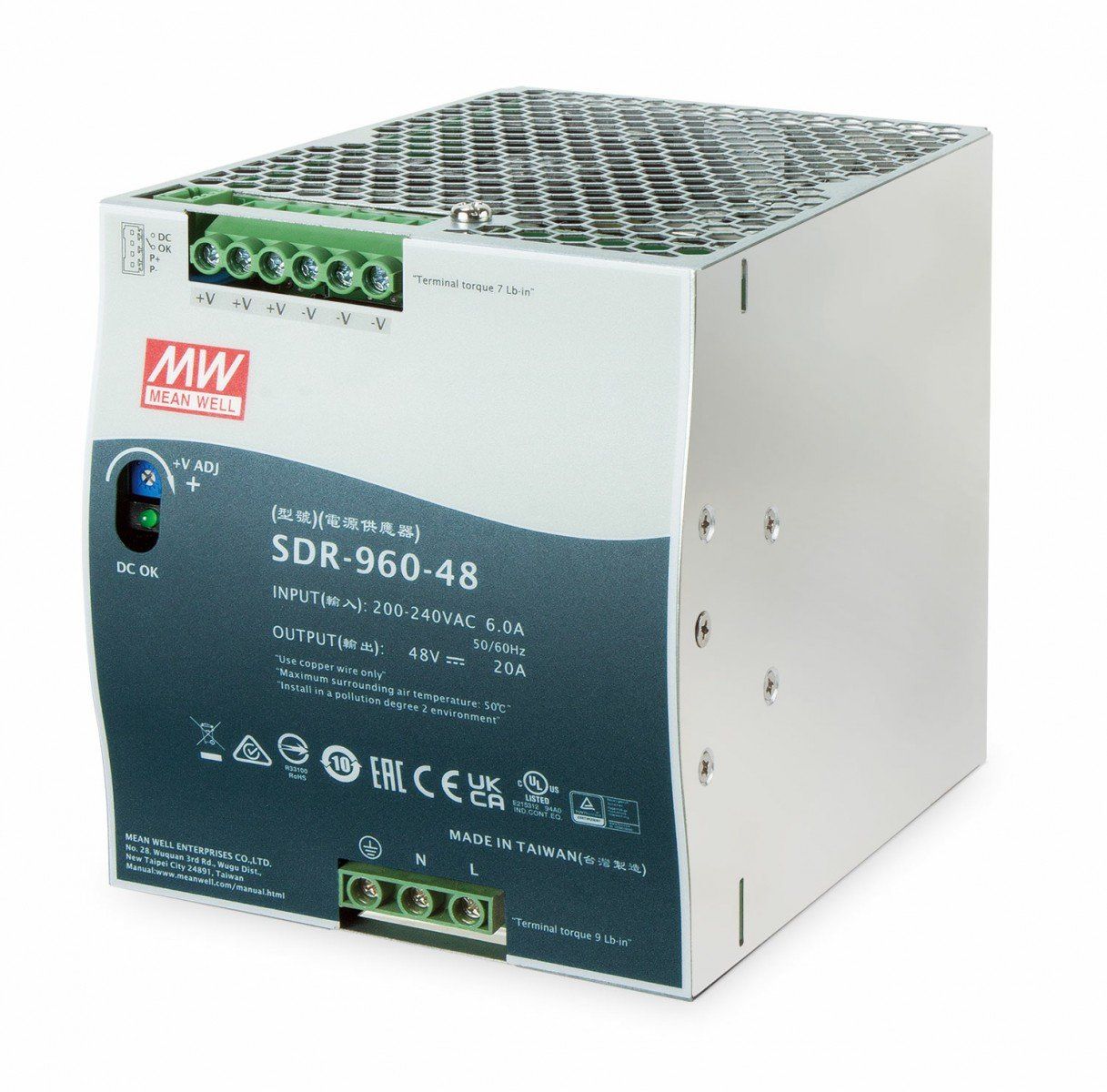 PLANET PWR-960-48 48V, 960W Din-Rail Power Supply (SDR-960-48, adjustable 48-56V DC Output, 180~264V AC input) (PWR-960-48) unități de alimentare cu curent Meta